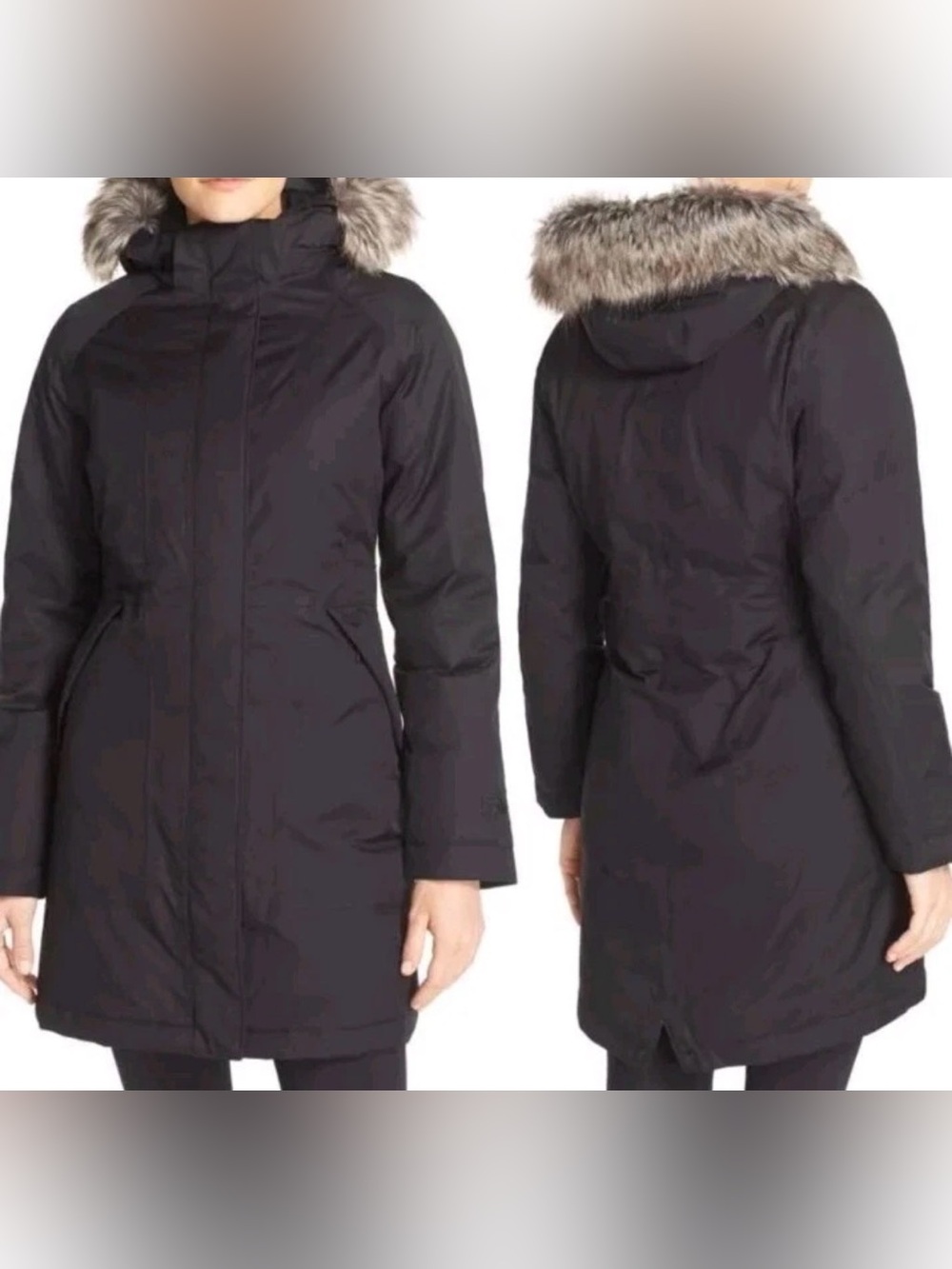 North Face Dryvent Arctic Parka Down Puffer Women XL Hood Faux Fur Trim Black